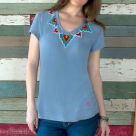 RARE Double D Ranch Tee with Beaded neckline & Eagle, size L - Picture 6 of 9